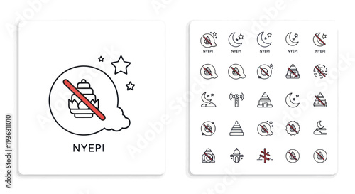 No Sleep Icon Set: Moon, Stars, Bed, Insomnia, Rest, Night Icons