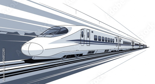 High-Speed Modern Bullet Train Moving Through Tunnel.