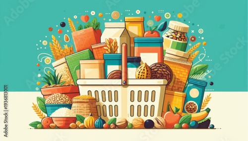 Assorted Grocery Items and Food Packaging.