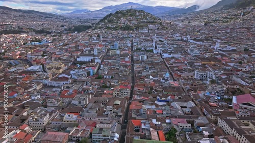 Aerial view of scenic Quito, Ecuador, cityscape from Lookout Rise