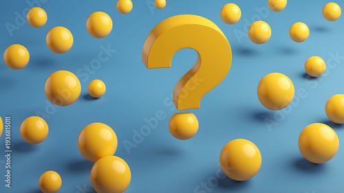 Wallpaper Mural Yellow Question Mark Surrounded By Floating Yellow Spheres On A Blue Background Torontodigital.ca