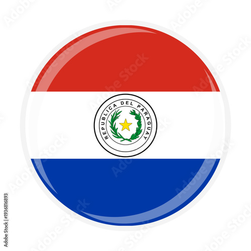Paraguay national round circle flag emblem official icon