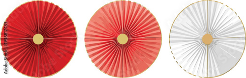 Japanese Paper Umbrella Tops Traditional Wagasa Parasol Pattern Vector Illustration