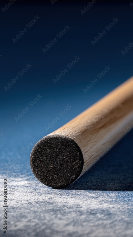 custom made wallpaper toronto digitalUpward Vertical Shot of Snooker Cue Tip Covered in Chalk on Blue Background