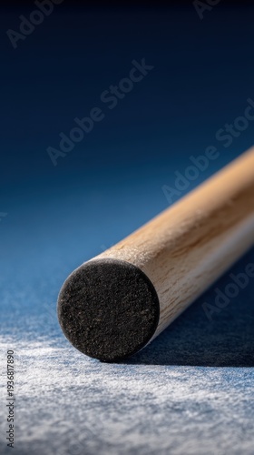 Wallpaper Mural Upward Vertical Shot of Snooker Cue Tip Covered in Chalk on Blue Background Torontodigital.ca