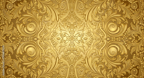 Ornate Gold Pattern with Intricate Decorative Design.