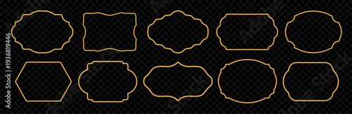 Luxury golden ornate 3D frame on black background. Elegant oriental shapes for photos, paintings, windows, royal gallery displays with vintage ornamental patterns. Vector decorative illustration