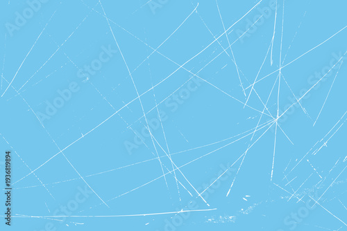 Ice random lines and scratches texture background. Blue grunge backdrop with worn snow effect. Background as winter skate rink or paper with icy dust and sharp chaotic scratch. Vector gritty texture.