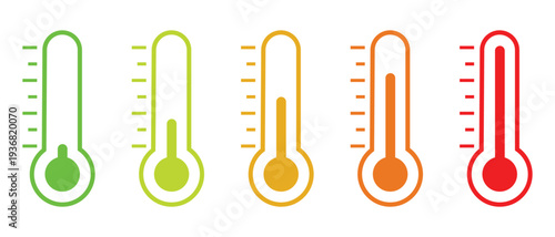 Simple thermometer icon low to high temperature vector  colour. Color Thermometer icon isolated on white background. Vector illustration.