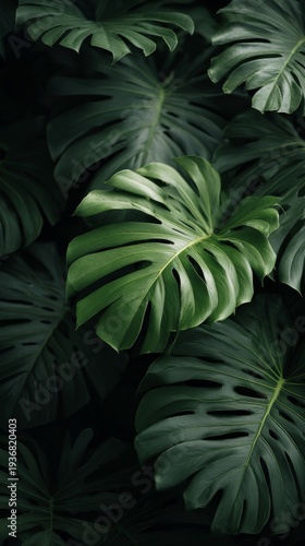 close up of monstera leaves background