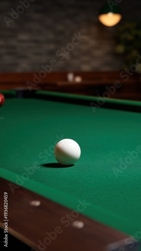 Wallpaper Mural Dramatic Break Shot of White Ball Positioned on Pool Table in Spotlight Lighting Torontodigital.ca