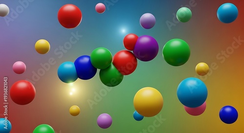 Colorful Spheres Floating in a Vibrant Abstract Background.