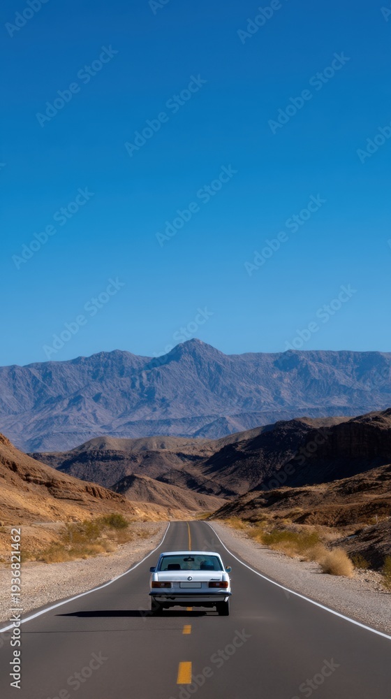 custom made wallpaper toronto digitalVintage Car Driving on an Open Highway Under Clear Blue Sky