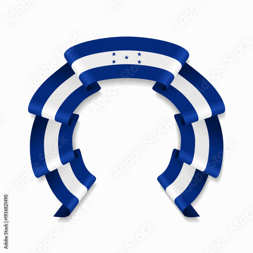 Honduras flag circular wavy ribbon, symbolizing national pride, ideal for patriotic badges, certificates, or cultural design themes. Vector illustration.