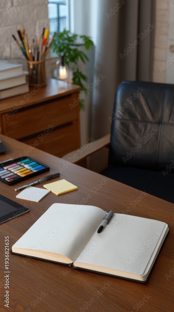 custom made wallpaper toronto digitalCreative Workspace with Sketchbook and Drawing Tablet on Wooden Desk