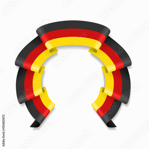 German flag circular wavy ribbon, symbolizing national pride, ideal for patriotic badges, certificates, or cultural design themes. Vector illustration.