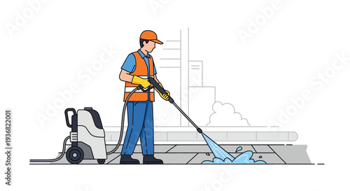 Industrial cleaner pressure washing pavement surface