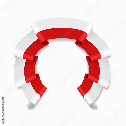 Polish flag circular wavy ribbon, symbolizing national pride, ideal for patriotic badges, certificates, or cultural design themes. Vector illustration.