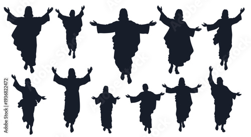Jesus Christ Silhouette Collection: Ascension, Divine, Religious Figures