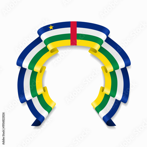 Central African Republic flag circular wavy ribbon, symbolizing national pride, ideal for patriotic badges, certificates, or cultural design themes. Vector illustration.