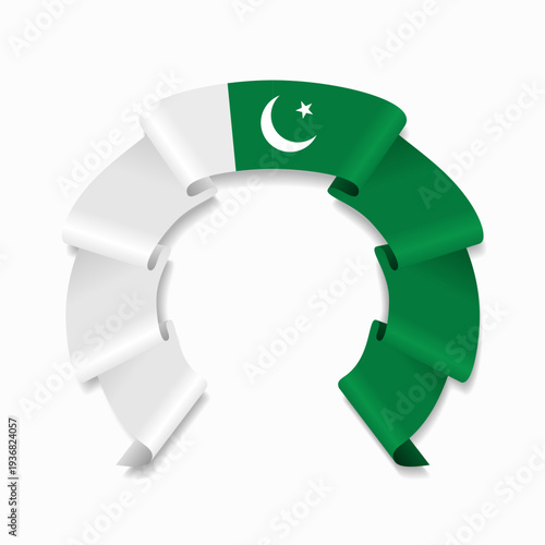 Fotografi Pakistani flag circular wavy ribbon, ideal for patriotic design themes