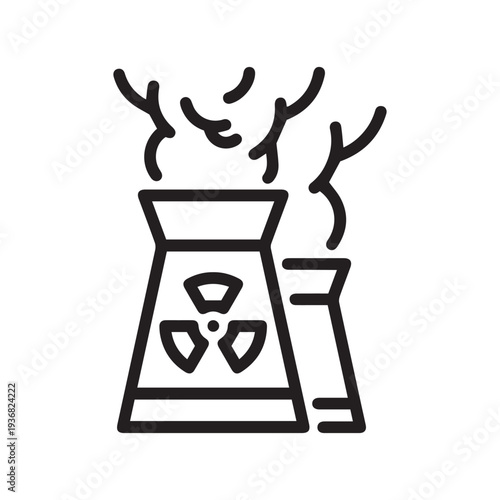 Nuclear Power Plant Single Line Icon
