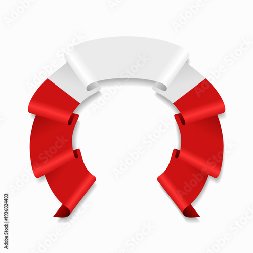 Peruvian flag circular wavy ribbon, ideal for patriotic design themes. Vector illustration.