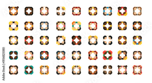 Diverse Group of People in Circular Patterns, Diversity and Inclusion Concept