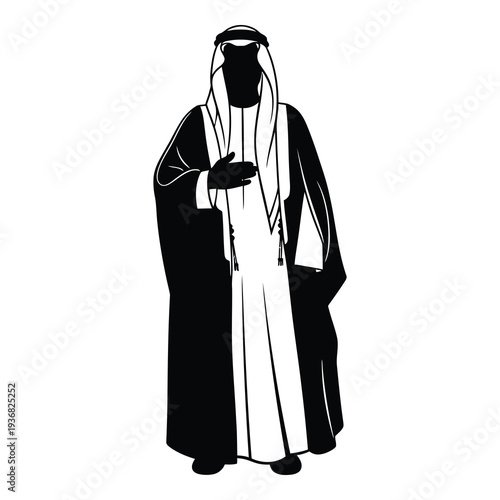 Man wearing traditional middle eastern clothing isolated on white background