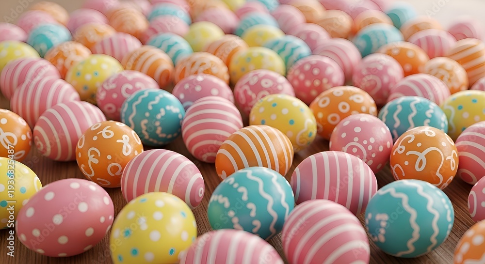 Fototapeta premium Colorful easter eggs on wooden surface