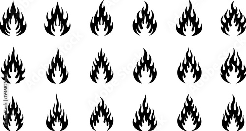 Mystic Sacred Symbol and Flame Eye Black Silhouette Vector Set