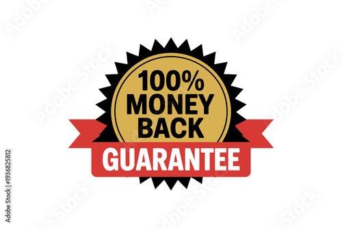 A guarantee icon with a 100 percent money back promise