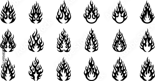 Mystic Sacred Symbol and Flame Eye Black Silhouette Vector Set