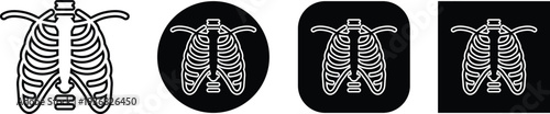 X ray chest rib cage icon set collection group in black flat line style featuring radiology, skeleton, anatomy, medical scan, diagnostic imaging and healthcare synonym elements for hospital and clinic