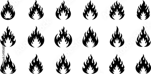 Occult Mystic Symbols and Sacred Flame Eye Black Vector Icon Set