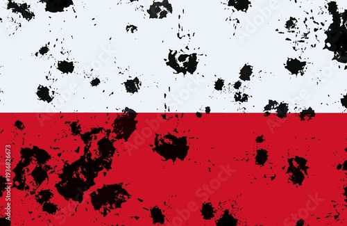 polish flag with grunge texture