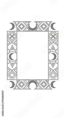 Ornate Frame with Lunar and Geometric Patterns.