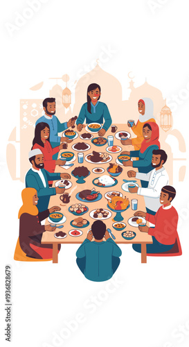Group of People Eating Together Around Table.