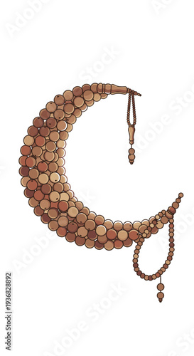 Copper Crescent Moon Necklace with Pendant.