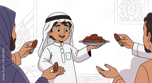 Man in Traditional Clothing Sharing Dates.