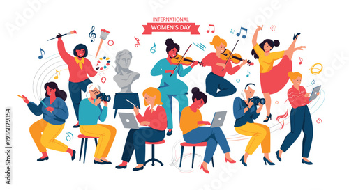 Diverse Musicians Playing Various Instruments Together.