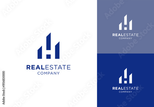 Letter H Real Estate Residence Property Developer Modern Minimalist Vector Logo Design Illustration