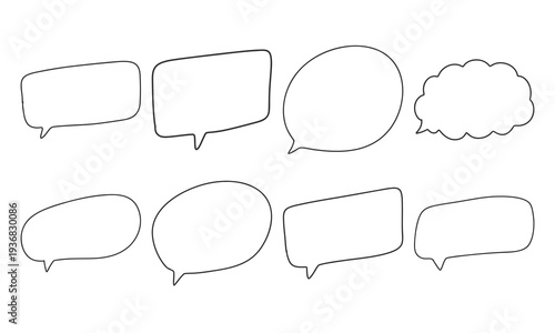 Various Hand Drawn Doodle Speech Bubble Vector Set Line Art