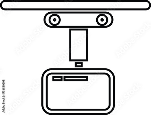 X ray machine medical equipment icon in black line style featuring radiology, scanner, imaging, diagnostic, hospital technology and healthcare synonym elements for clinic design
