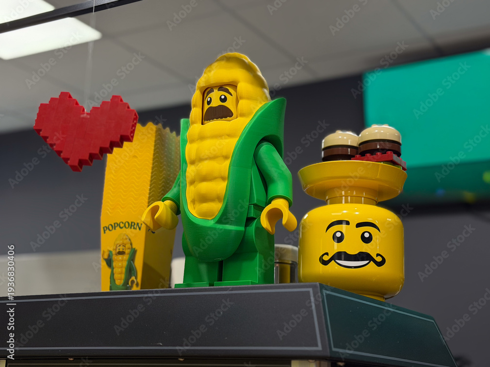 Fototapeta premium Lego corn costume minifigure display