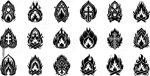 Esoteric Occult Sacred Symbols Black Silhouette Vector Collection