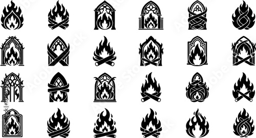 Esoteric Occult Sacred Symbols Black Silhouette Vector Collection