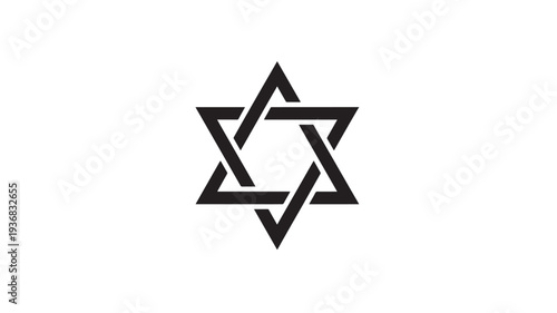 Star of David geometric symbol with interlocking triangles creating a hexagram shape on a white background for symbolic representation.