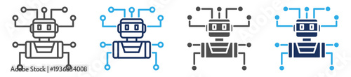 ai robot actions icon set multi concept