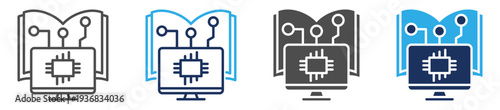 ai learning technologies icon set multi concept